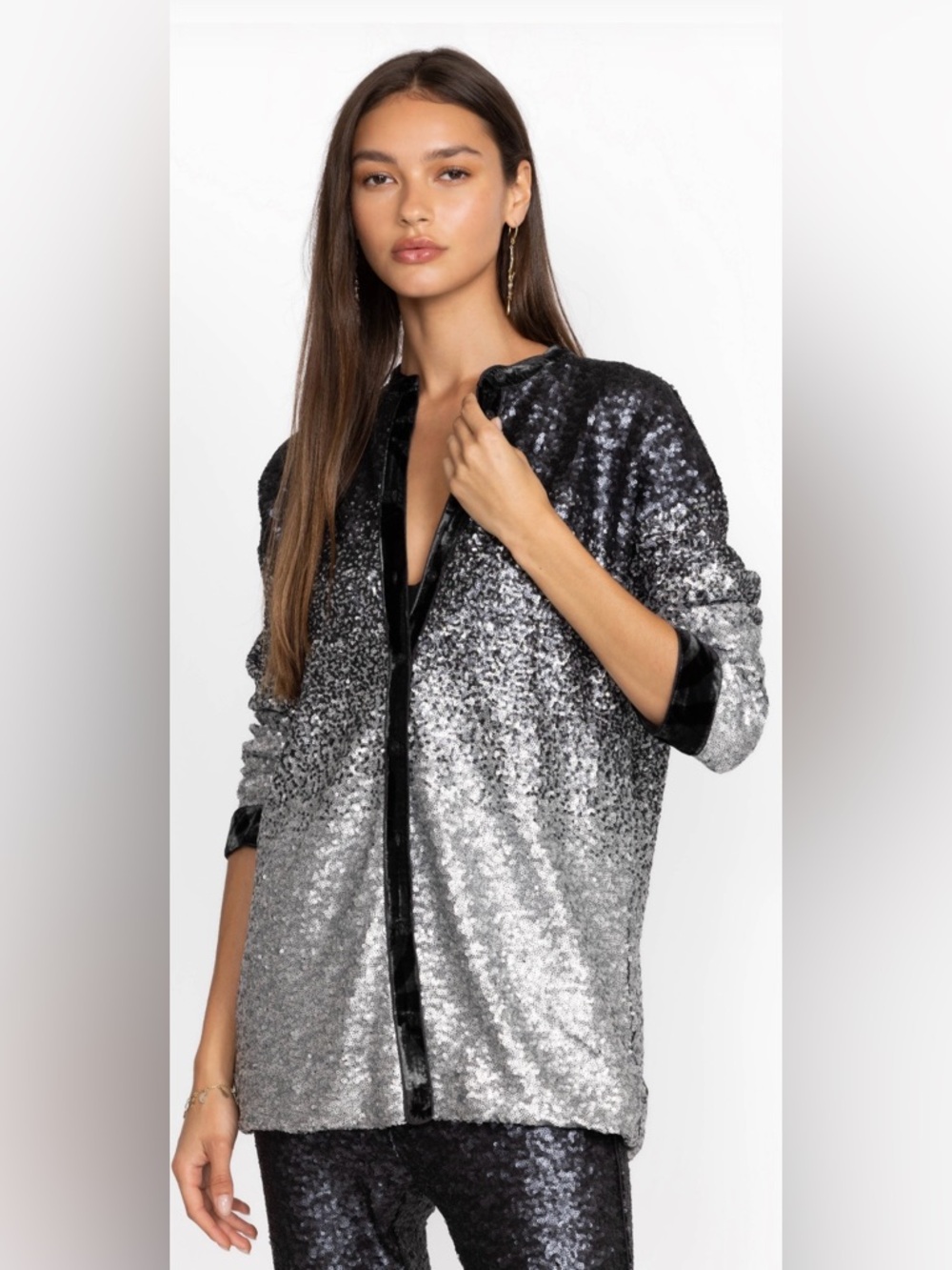 Johnny Was SEQUIN BLACK BUTTON
UP